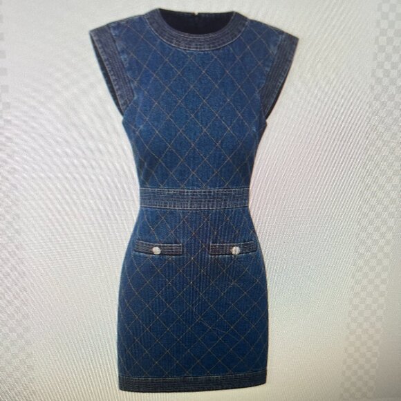 Veronica Beard Ginny Quilted Denim Dress- Size 10